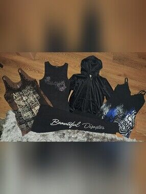 Y2k Metal Mulisha Affliction Tanks + Beautiful Disaster Leggings + Velour Hoodie